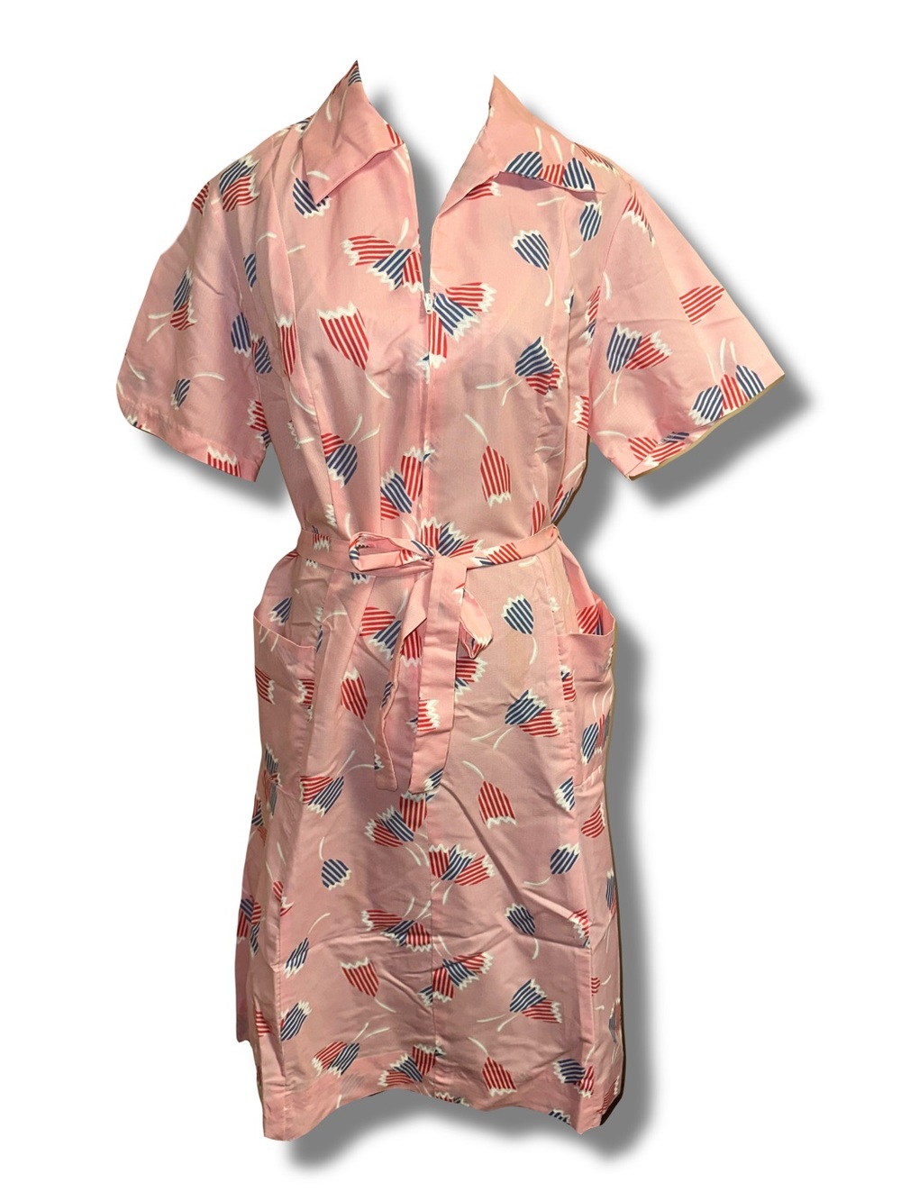 Vtg Pink Floral House Dress / Uniform